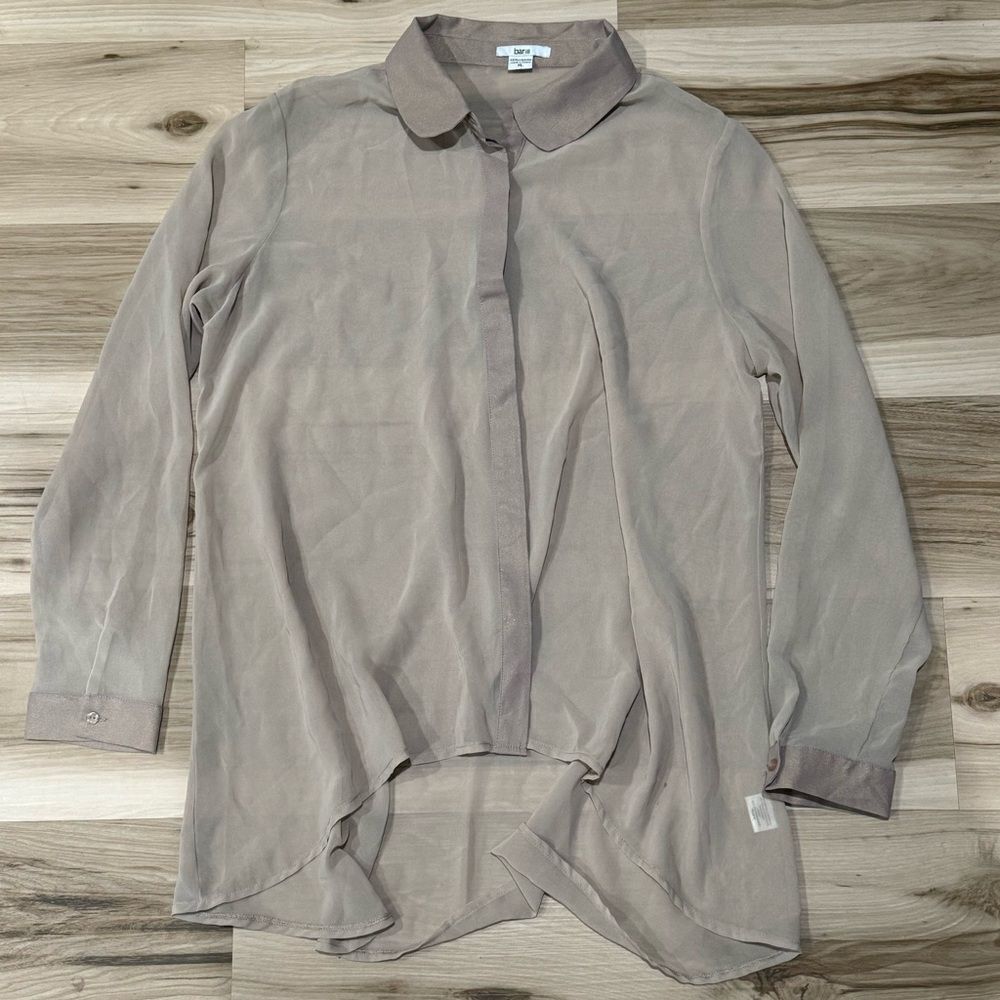 Bar III Shimmer Semi Sheer Oversized Button Up Top Women’s XL